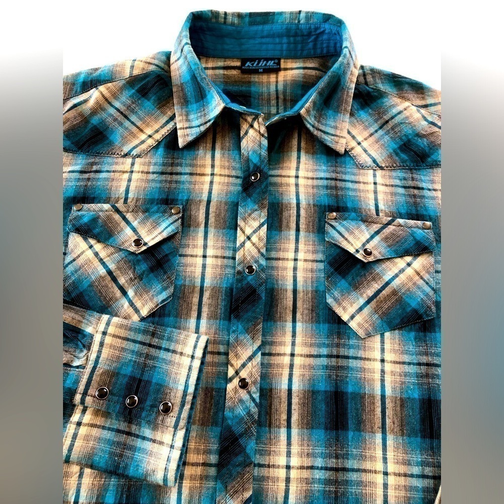 KUHL Black Pearl Snap Down Cotton Plaid Western Shirt. Women’s Size Medium. EUC.